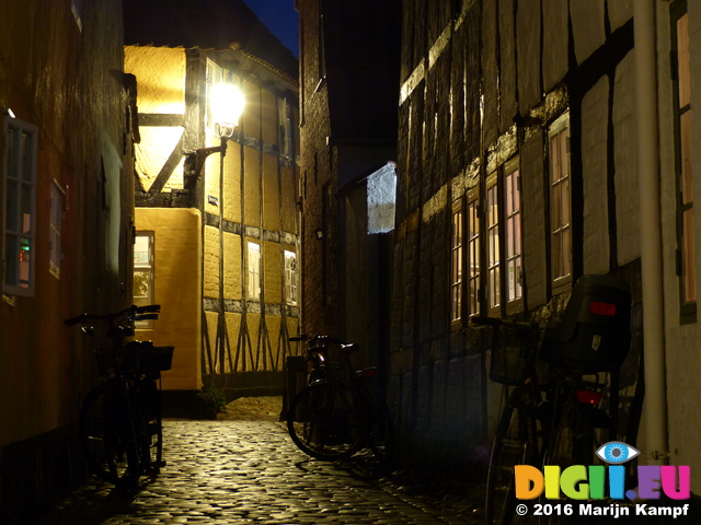 FZ033426 Street in Ribe at night